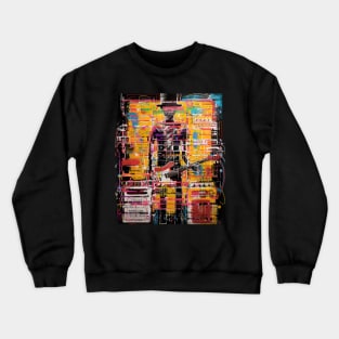 Guitarist abstraction mixed media collage art Crewneck Sweatshirt